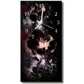 Tulup Glasuhr Wanduhr Küchenuhr Echt-Glas 30x60 Blumen Schwarz