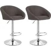 CLP 2er Set Barhocker Miami V2 Stoff chrom dunkelgrau