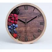 Tulup Holzuhr 30fi cm wanduhr - schwarze Spitzen - Waldfrüchte