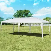 Goplus 3x6m Pavillon Gartenpavillon, Partyzeltmit stabilem Stahlrahmen, Wasserabweisend für Sonnen- & Regenschutz