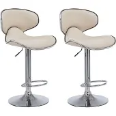 CLP 2er Set Barhocker Las Vegas V2 Kunstleder chrom creme