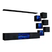 Meublorama AM-SWITCH 21-ZZ SW 21*9C/72KG, 2 Regale, 8 Tür(en), Schwarz, Mitteldichte Faserplatte (MDF), 400 mm, 2400 mm