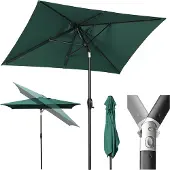 Sekey Aluminum Sonnenschirm mit Kurbel Rechteckig 210 x 140cm Gartenschirm Knickbar Marktschirm Garten Balkon Terasse Sonnenschutz UPF50+