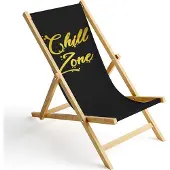 Ferocity Holz Liegestuhl Klappbar Klappliegestuhl Sonnenliege Strandstuhl Wechselbezug Motiv Chill Zone [119]