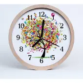 Tulup Holzuhr 20fi cm wanduhr - Bunte Baum Blumen
