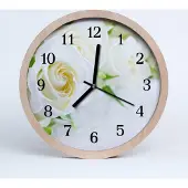 Tulup Holzuhr 30fi cm wanduhr - Rosen Blumen