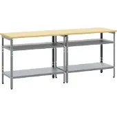 vidaXL Möbel 2-tlg. Werkbank-Set Grau Stahl - Werkbänke 3321390