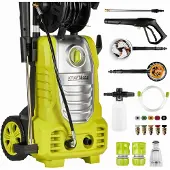 KRAFT&DELE | Hochdruckreiniger, mit 280 bar Saugpumpe, 3000W, 492 l/h Fördermenge, 12m Hochdruckschlauch, Zubehör inklusive - Schaumlanze, 4 Düsen, Turbodüse