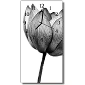 Tulup Glasuhr Wanduhr Küchenuhr Echt-Glas 30x60 Tulpe Grau