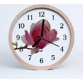 Tulup Holzuhr 30fi cm wanduhr - Magnolia Blume Blumen