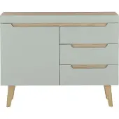 Lomadox Wohnzimmer Sideboard, 107cm in Grün Matt mit Eiche STOCKTON-61