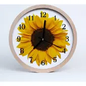 Tulup Holzuhr 30fi cm wanduhr - Sonnenblume Natur