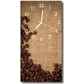 Tulup Glasuhr Wanduhr Küchenuhr Echt-Glas 30x60 Kaffeebohnen Braun