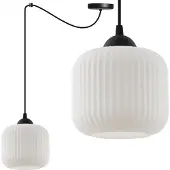 Light11 HOME Hängeleuchte Riffle Spinne schwarz 1-flammig Glas Weiß Zylinder E27