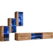 Meublorama AM-SWITCH 22-WT SW 22*4C/57KG, 4 Regale, 5 Tür(en), Braun, Mitteldichte Faserplatte (MDF), 400 mm, 2400 mm