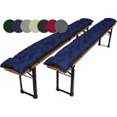 TexDeko Garden 2er-Pack Bierbankauflagen gesteppt für Bierzeltgarnitur 110x25cm (Dunkelblau)