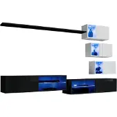 Meublorama AM-SWITCH 24-ZW SW 24*10C/84KG, 3 Regale, 8 Tür(en), Schwarz, Mitteldichte Faserplatte (MDF), 400 mm, 2600 mm