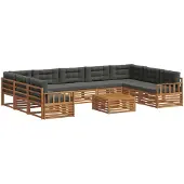 vidaXL Outdoor-Sofagarnitur 10 stk. Natur und Anthrazit