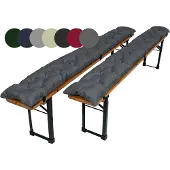 TexDeko Garden 2er-Pack Bierbankauflagen gesteppt für Bierzeltgarnitur 170x23cm (Grau)