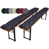 TexDeko Garden 2er-Pack Bierbankauflagen gesteppt für Bierzeltgarnitur 110x25cm (Anthrazit)