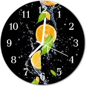 Tulup Glasuhr Wanduhr Küchenuhr Echt-Glas 30fi cm Orangen orange