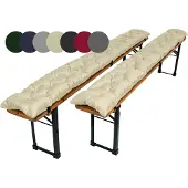 TexDeko Garden 2er-Pack Bierbankauflagen gesteppt für Bierzeltgarnitur 220x25cm (Sand)