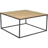 CasaDolce Couchtisch KIRTONA, braun und schwarz, 75x75x40 cm, massives Eichenholz, Metallbeine