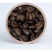 Tulup Holzuhr 25fi cm wanduhr - schwarze Spitzen - Kaffeebohnen