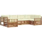vidaXL Outdoor-Sofagarnitur mit Kissen 6 pcs Natur und Creme