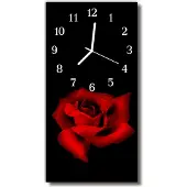Tulup Glasuhr Wanduhr Küchenuhr Echt-Glas 30x60 Rose Rot