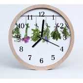 Tulup Holzuhr 30fi cm wanduhr - Kräuter Blumen