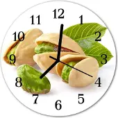Tulup Glasuhr Wanduhr Küchenuhr Echt-Glas 30fi cm Nüsse grün