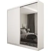 Masseno Schiebetürenschrank PATRIZIA 200 cm Kleiderschrank Schlafzimmer Schrank 2-türig mit Spiegel Weiß