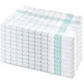 Bertsch Hotelwäsche 10er Set Geschirrhandtuch aus Halbleinen, kariert, grün-weiss, 50x70cm