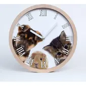 Tulup Holzuhr 25fi cm wanduhr - weiße Spitzen - Haustiere