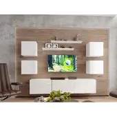 Fun-Möbel Mediawand Wohnwand 8 tlg - NEXI XL 35 - Weiss Hochglanz