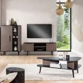 Lomadox Wohnmöbel Set graphit mit braun PRETORIA-132 in Holzoptik 3-teilig
