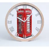 Tulup Holzuhr 20fi cm wanduhr - weiße Spitzen - Telefonzelle