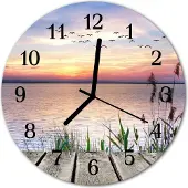Tulup Glasuhr Wanduhr Küchenuhr Echt-Glas 30fi cm See mehrfarbig