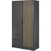 Masseno Drehtürenschrank NELIANA 105 cm Kleiderschrank Schlafzimmer Schrank 2-türig Graphitfarben