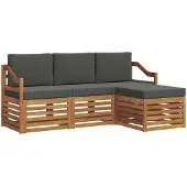 vidaXL Outdoor-Sofagarnitur mit Kissen 4 pcs Natur und Anthrazit
