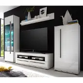 IMV Wohnwand Cantara - Variante II - Weiß Hochglanz mit Glasbodenbeleuchtung