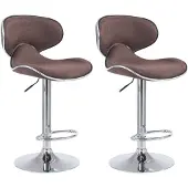CLP 2er Set Barhocker Las Vegas V2 Stoff chrom braun