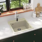 PUEAZU Granitspüle Einzelbecken Beige - Spülen &4832