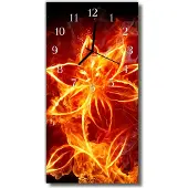 Tulup Glasuhr Wanduhr Küchenuhr Echt-Glas 30x60 Blume Orange