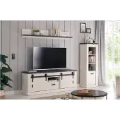 IMV Wohnwand Sherwood W1 Pinie weiß anthrazit mit soft-close