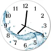 Tulup Glasuhr Wanduhr Küchenuhr Echt-Glas 30fi cm Wasser weiß