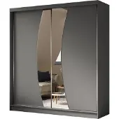 Masseno Schiebetürenschrank VOCE 200 cm Kleiderschrank Schlafzimmer Schrank 2-türig mit Spiegel Grau