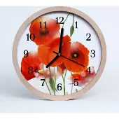 Tulup Holzuhr 20fi cm wanduhr - Mohnblumen