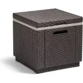 Allibert by KETER Keter Ice Cube, braun, Kühlbox, Deckel abnehmbar, doppelwandig, Kunststoff, flache Rattanoptik